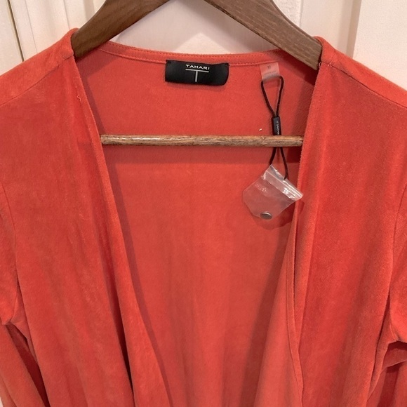 Tahari pretty burnt orange suede like soft fabric jacket. - Picture 2 of 6